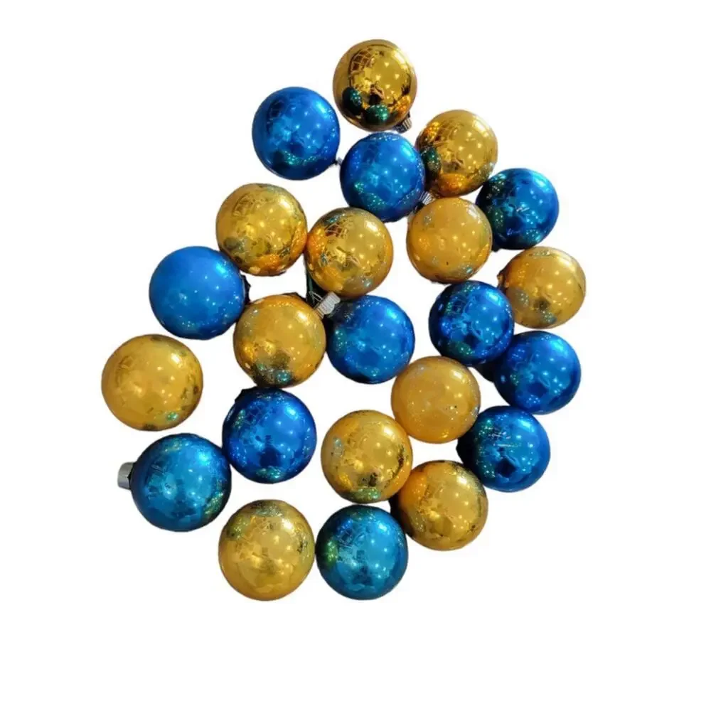 Vintage Shiny Brite Gold Blue Lot of 23 Christmas Ornaments Made‎ in U.S.A